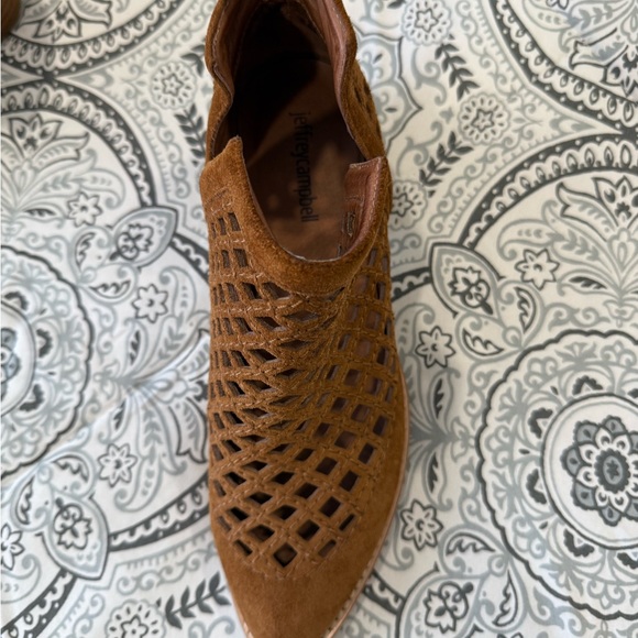 Jeffrey Campbell Brown Suede Taggart Lattice Ankle Boots - Picture 3 of 14